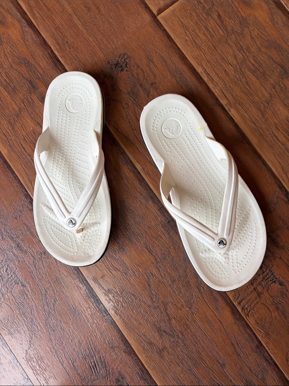 CROCS Women's White  Flip Flop Sandals - Size 7